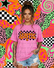 Load image into Gallery viewer, Neon Checkered Auntie Shirt
