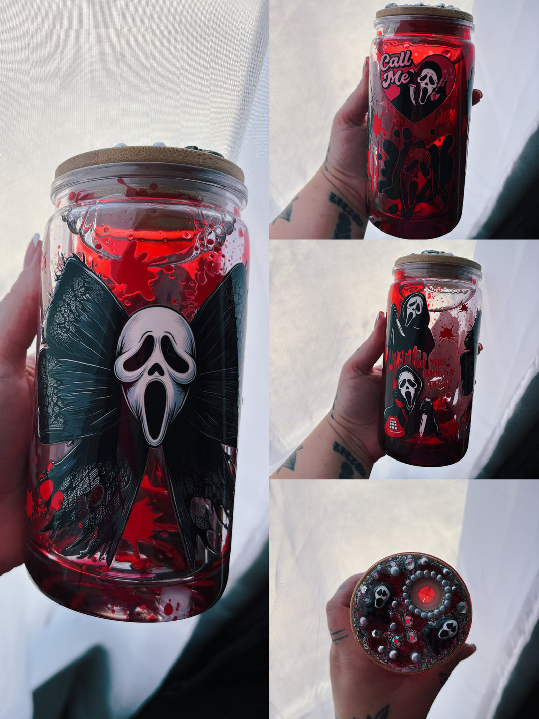 16 oz Ghostface Bows Blood Drip (Glass)