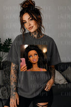 Load image into Gallery viewer, Eye roll Black Hair Barbie Shirt
