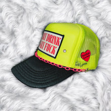 Load image into Gallery viewer, Day Drink &amp; Say Fuck : Neon Yellow Trucker
