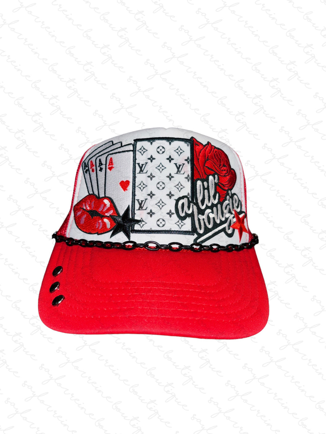 LV A Lil Bougie: Red / White Trucker