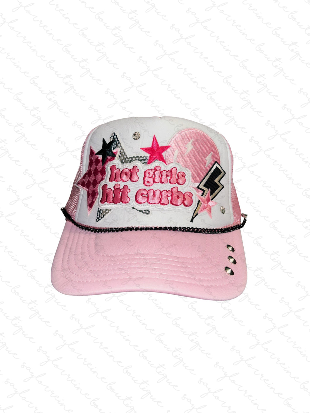 Hot Girls Hit Curbs : Baby Pink / White Trucker