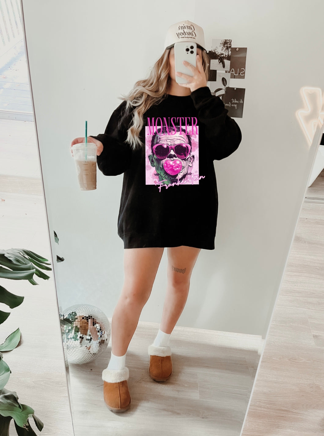 Bubblegum Frankenstein Crewneck (Black)