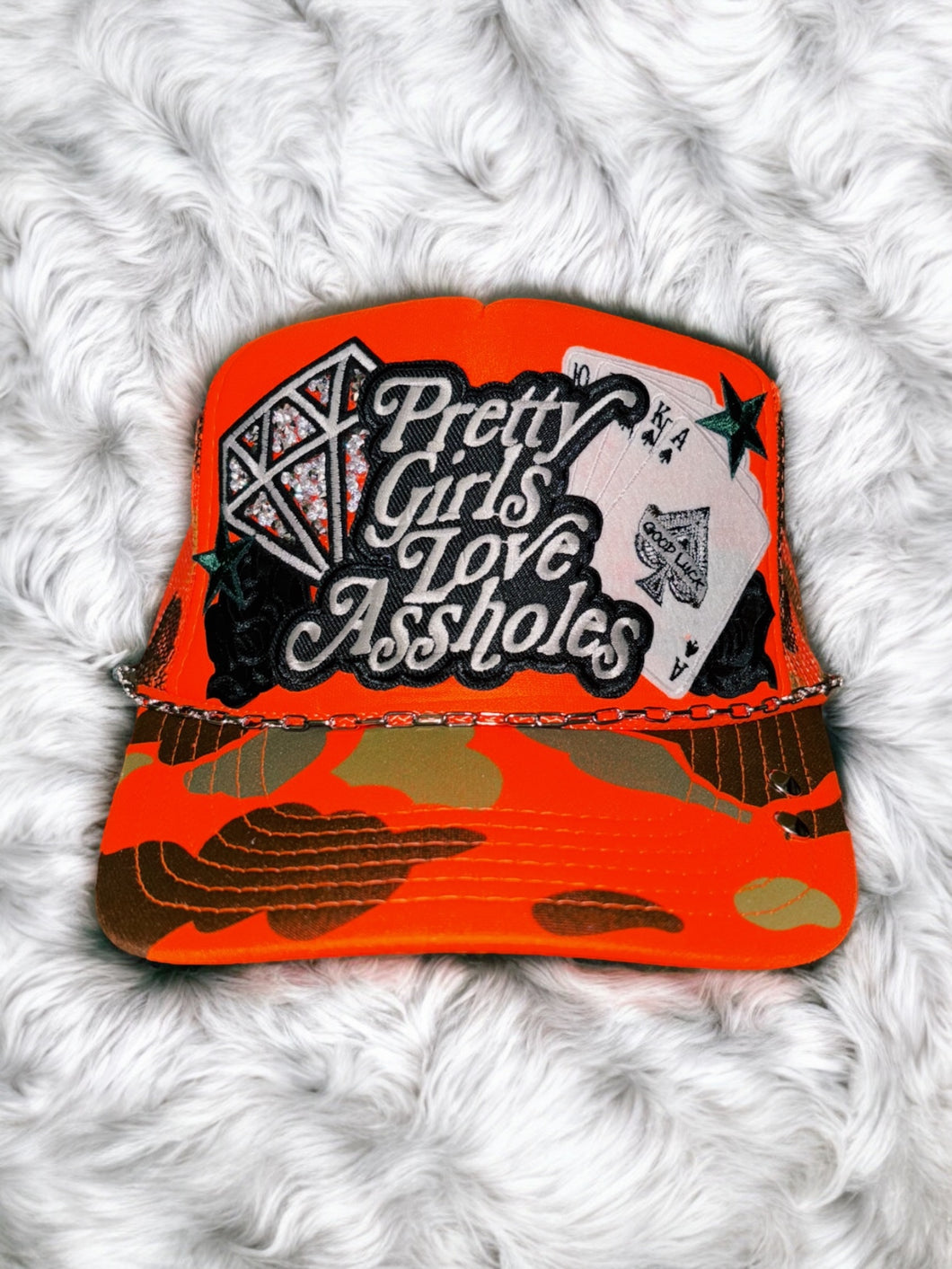 Pretty Girls Love Assholes : Orange Camo Trucker