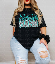 Load image into Gallery viewer, Neon Checkered Mama/Teal Shirt
