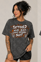 Load image into Gallery viewer, Tattooed Wears Black Loves Spooky (Orange) Shirt
